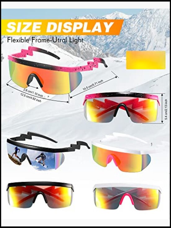 12 Pairs 90s Neon Semi Rimless Rainbow Zigzag Sunglasses Retro Rave Shades main image 5